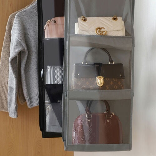 6 Pocket Hanging Purse Bag Tidy Storage Handbag Closet Holder Home Organizer US